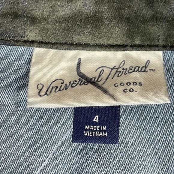 Universal Thread Jumpsuit Stretch Velvety Flocked Denim Women's 16 Olive Green - Picture 5 of 16